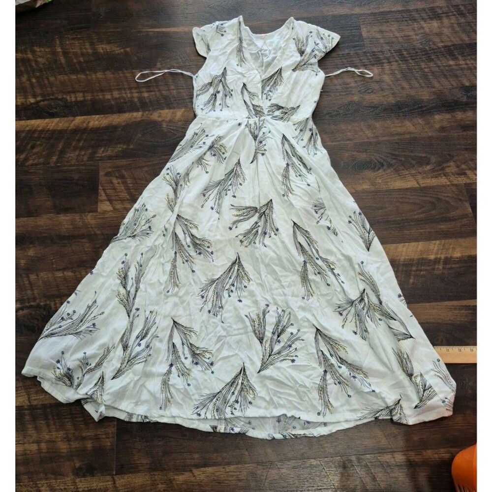Free People Womens Sundress White Floral V Neck  Cotton Size 4